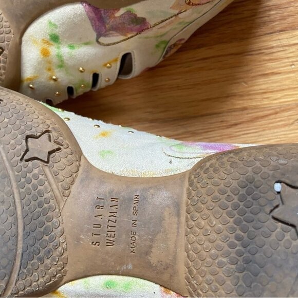 Stuart Weitzman Hand-Painted Leather Sneaker Style Lace Up Butterfly Size 39 8.5 - Picture 4 of 8